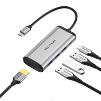 Перехідник-конвертер Vention Type-C-HDMI, 0.15 m, USB3.0*3/PD USB Type-C (CNBHB)