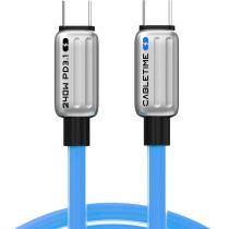 Кабель Cabletime USB Type C- USB Type C, 1м, 5А/PD240W, швидка зарядка, Blue (CU05H)