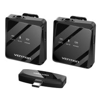 Мікрофон бездротовий, петличний Vention, подвійний, USB Type-C 2-Pack Wireless Lavalier Black (NCBB0)