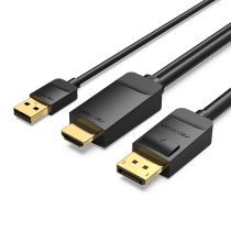 Кабель Vention HDMI 2.0 Male/DP 1.2 Male, 1.5 m, v2.0, 4K 60Hz (ABJBG)