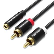 Кабель Vention AUX 3.5 mm F - 2xRCA M (Тюльпан), 1 m, Black (VAB-R01-B100)