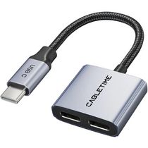 Перехідник Cabletime USB Type-C (M) - x2 Type-C (F) PD60W, 0.15м (CPA2G)